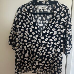 Pink Martini Black Floral Button-Up Shirt